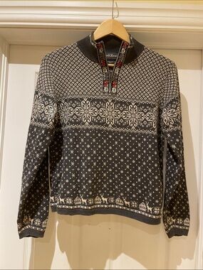 Woolrich Ramie Cotton Nordic Fair Isle Half Zip Sweater M Cottagecore